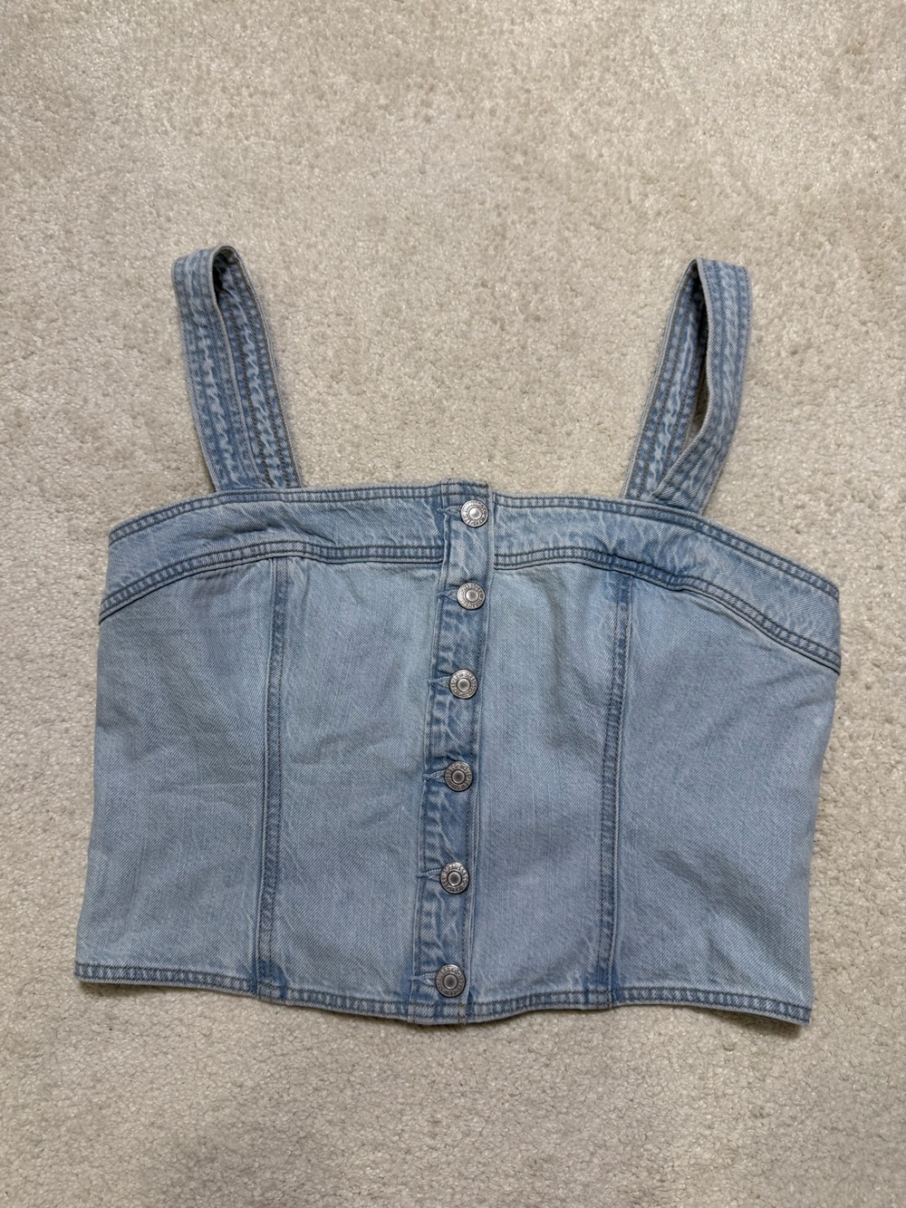 Levi's Drea Tank Top Light Blue Denim Jean Button Front Corset Size Large